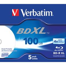 Verbatim 5 x BD-R XL - 100 GB 4x - mit Tintenstrahldrucker bedruckbare Oberfläche - Jewel Case (Schachtel)