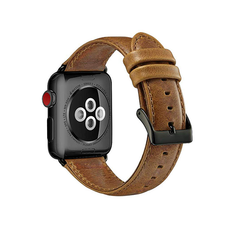 Apple Watch (42/44/SE/45/46/49mm) - ICECASE™ Retro Ægte Læder Urrem - Lysebrun