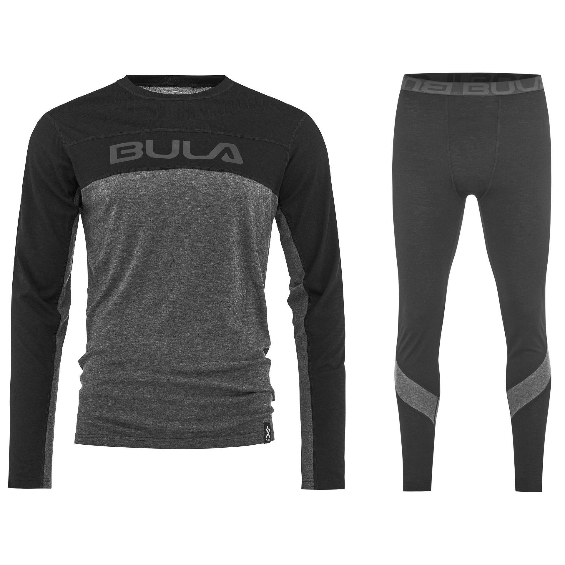Bula Retro Merino Wool Crew Skiundertøj Sæt Herre - Black - L