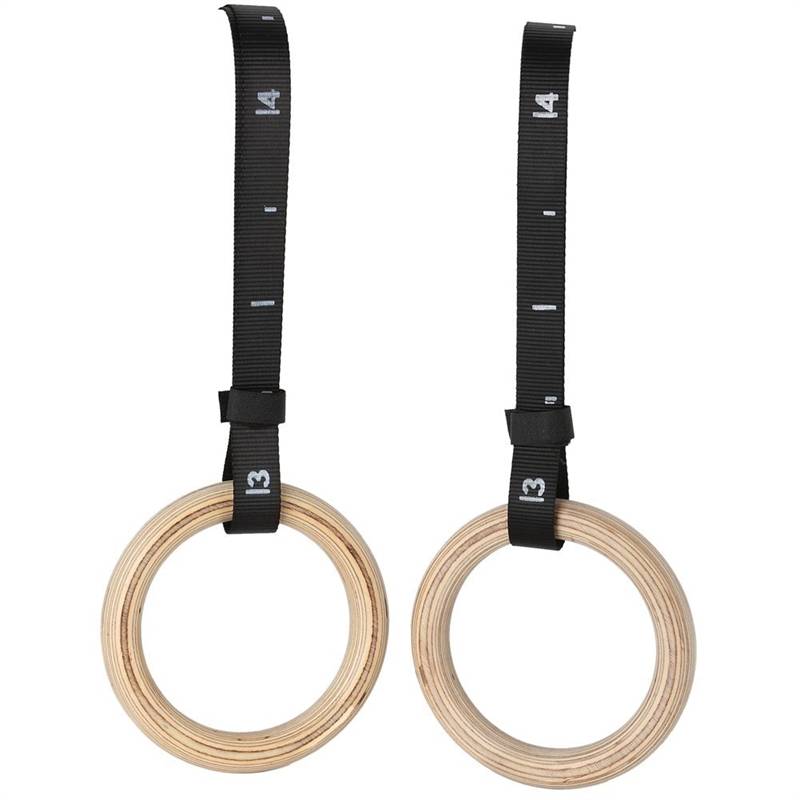 Toorx Gymnastikringe i træ m. nylon rem.
