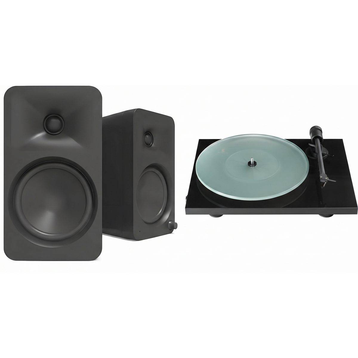 Pro-Ject + Kanto ORA4 matt svart (2-pack) + T1 EVO BT svart lackad