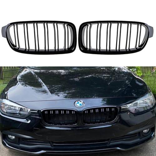 ABS F30 grill, njurgaller fram för 2012–2018 BMW 3-serien F30 F31 F35 320i 328i 328d 330i 335i (dubbla lager glänsande svarta grillar, 2 st)