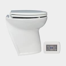 Elektrisk bådtoilet Jabsco Deluxe Flush 17", vinklet ryg, 12 V, til ferskvandsfyldning + magnetventil (solenoid)
