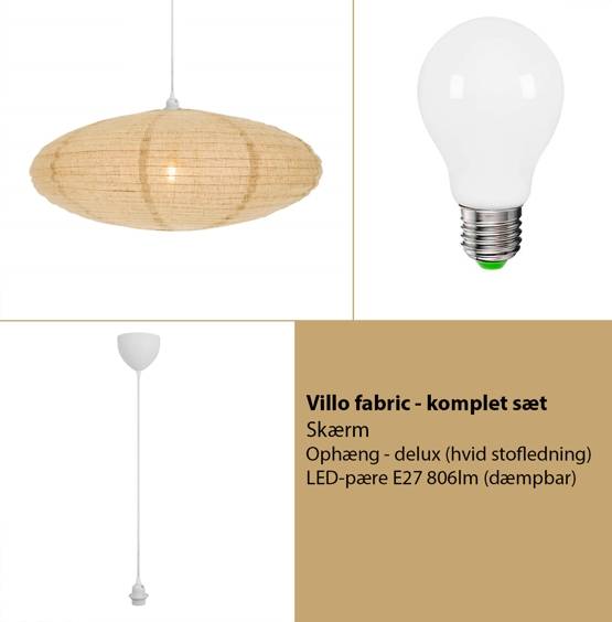 Villo pendel 60, fabric - SÆT (inkl. ophæng og pære)