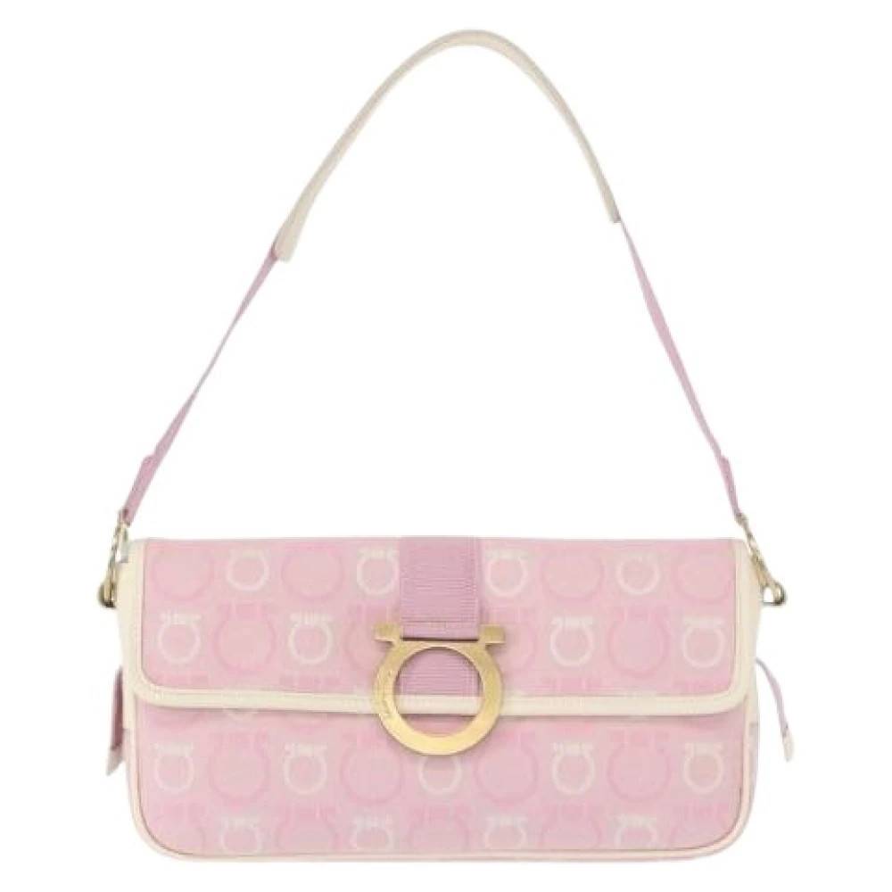 Salvatore Ferragamo Pre-owned Pre-owned Canvas Skuldertaske - Vintage - Dame - Lyserød - ONE SIZE - Uld