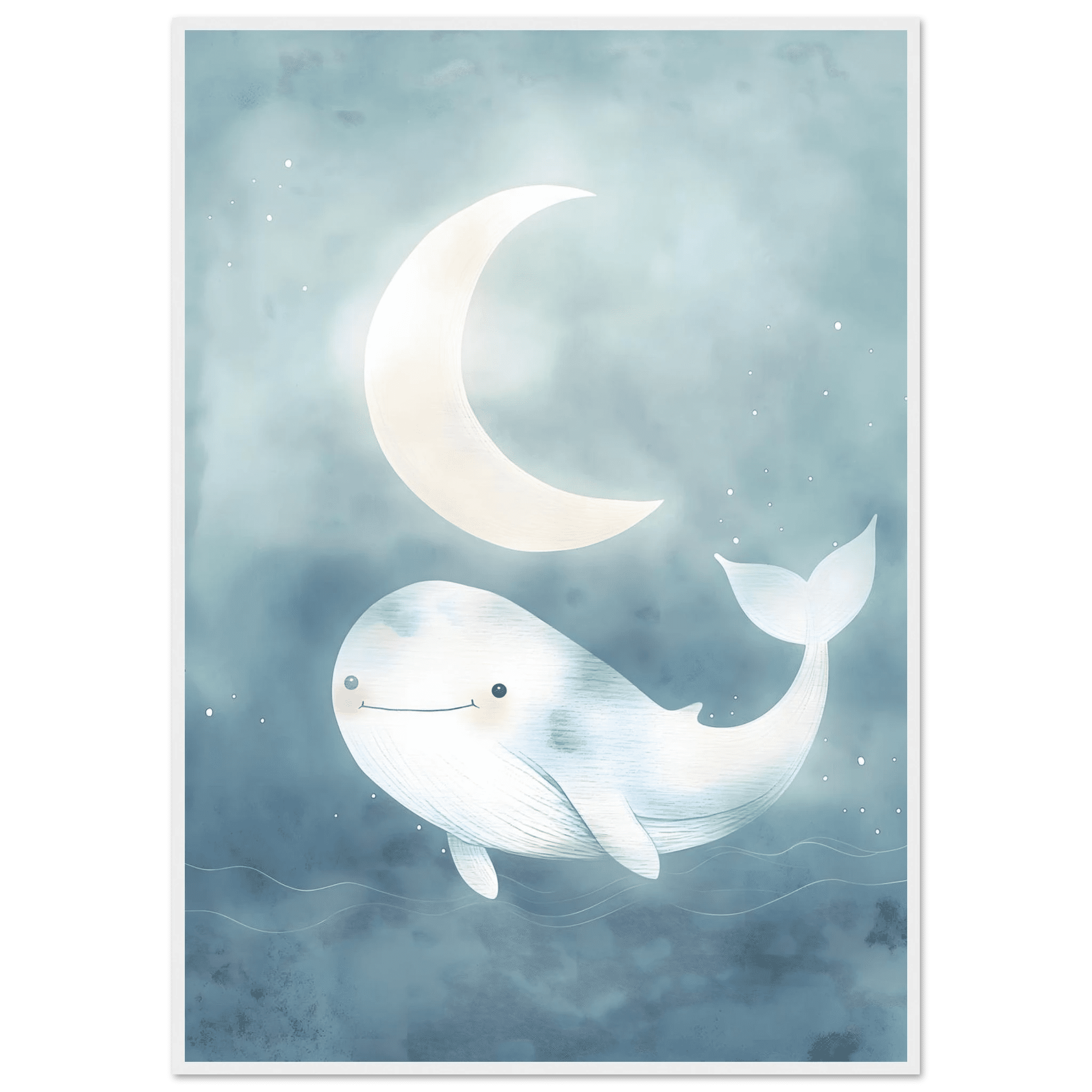 Val och måne poster-70x100 cm / 28x40″ / Med ram / Vit