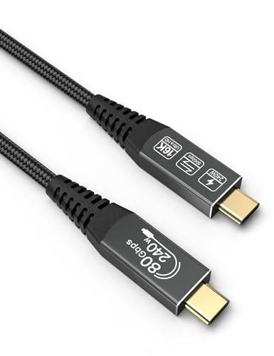 CAKOBLE Kabel thunderbolt 5, Kompatibel med thunderbolt 4 Thunderbolt 3,USB 4 80Gbps överföringshastighet,HD 16K/8K@60Hz 240W usb c-kabel,för Hub,Dock,M2,M3,SSD,eGPU,Laptops,Display,Monitor (1m)