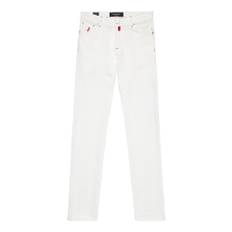 Kiton, Jeans, Herre, Hvid, W33, Denim, Slim-Fit Hvide Denim Jeans