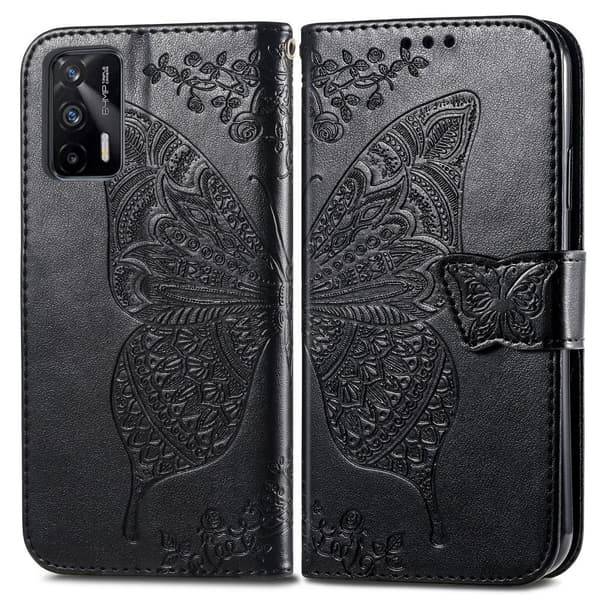 Realme GT 5G - Butterfly Läder Fodral - Svart
