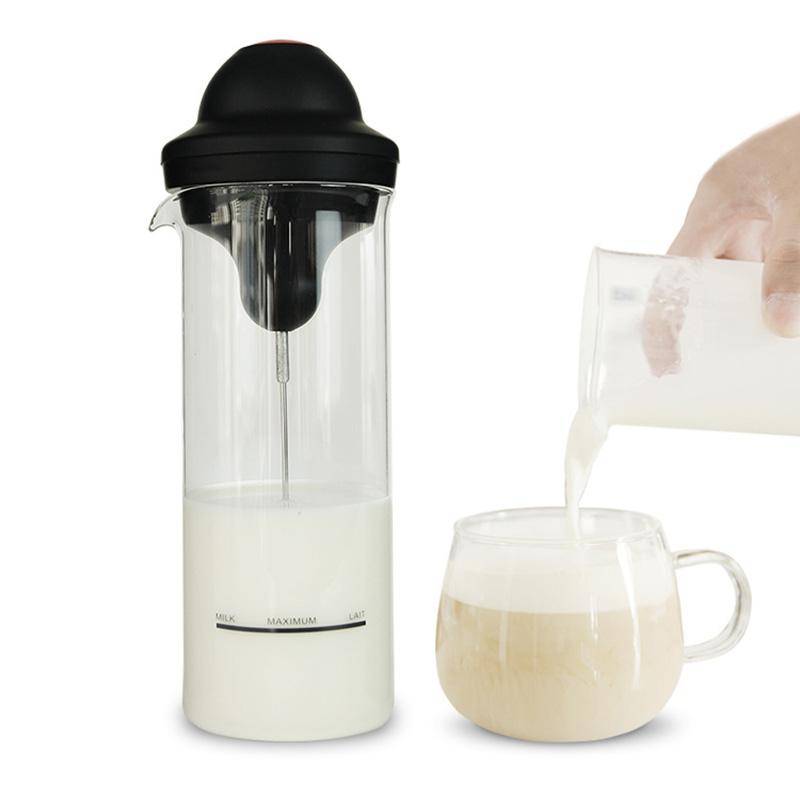 Automatisk kaffeskummare elektrisk mjölkskummare Bärbar rostfritt stål visp Dryckesmixer för latte cappuccino Macchiato white