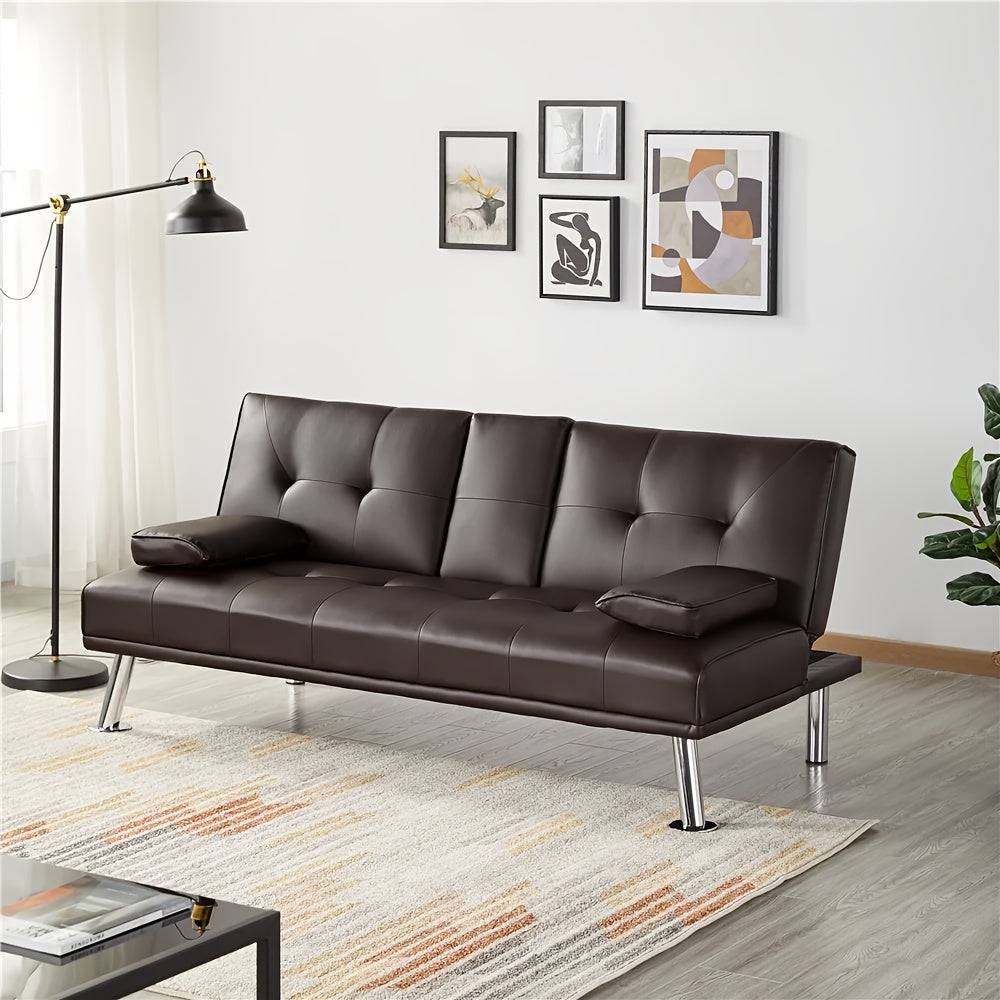 Futon Sofa Bed, Convertible Couch Bed Loveseat, Modern Futon Recliner Sleeper, Small Lazy Futon - 8020coffee