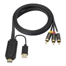 High Quality AV til HDMI kabel / RCA til HDMI med indbygget chip. 3 m.