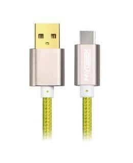 USB datakabel flätad nylon-Grön-USB typ C-25 cm