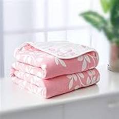 Baby Swaddle filt, 100 % bomull muslin swaddle filt unisex 6 lager supermysig mjuk baby överkast lätt andningsbar linda filt (120 x 150 cm, rosa blad)