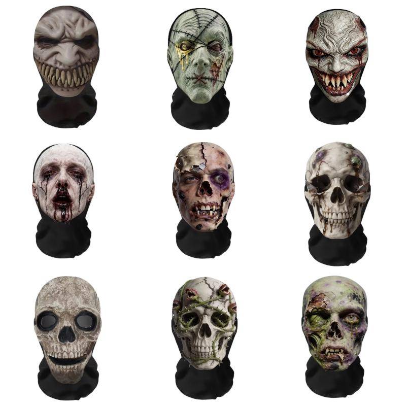 Stretchbar Mesmask med Rivtryck Heltäckande Mjuk Bekväm Ansiktstäckning för Halloween Jul Temafest Utklädning cm