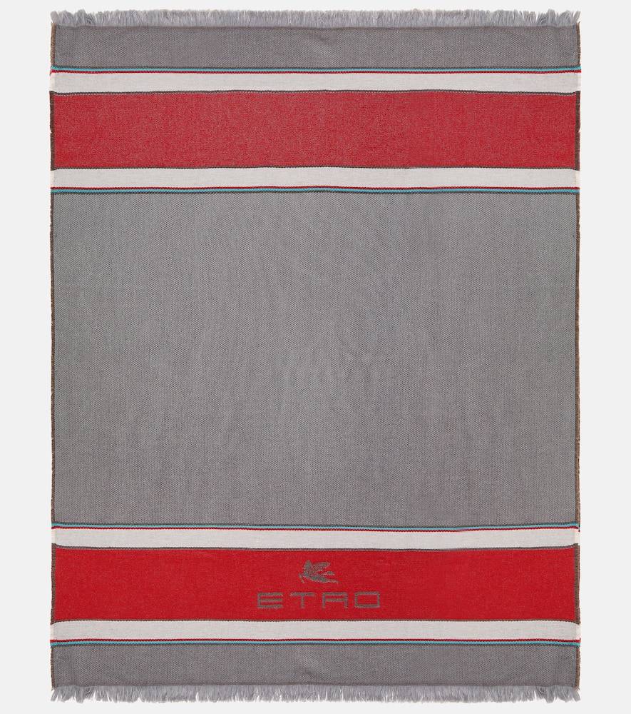 Etro Embroidered wool and cashmere throw - grey - One Size