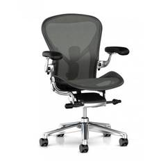 Herman Miller - Aeron Remastered, Grafit, Vinyl armstöd polerat stativ (Medium, Ja)