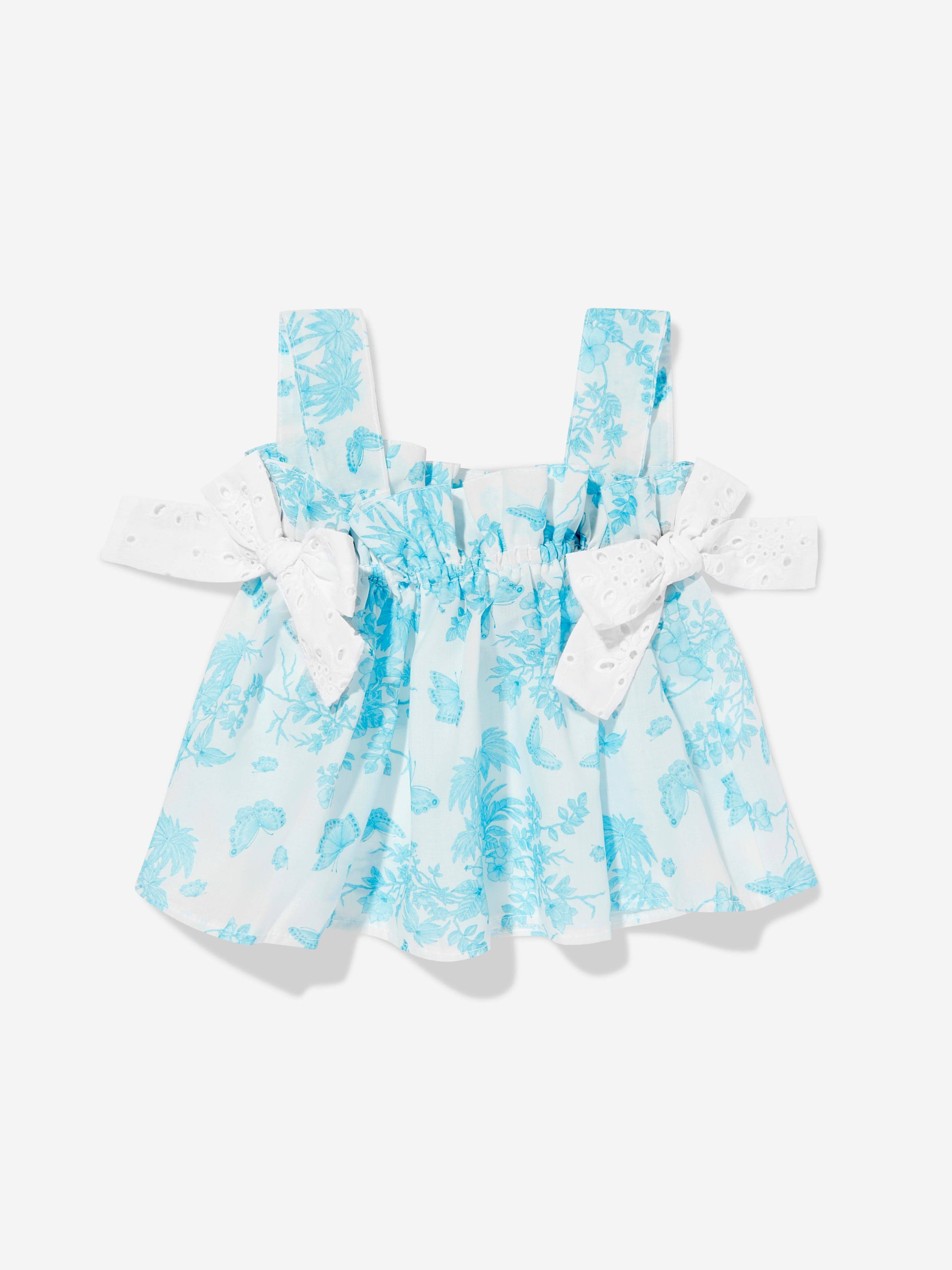 Selini Action Girls Butterflies Sleeveless Top in Blue - Blue / 6 Yrs (6 Yrs)