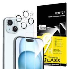 NEW'C 4 Stück, 2 x Panzer Schutz Glas für iPhone 15 Plus (6,7") und 2 x Kamera Panzer Schutz Glas Kameraschutz für iPhone 15 Plus (6,7")-kratzfest -extrem widerstandsfähig -9H-Härteglas