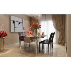 vidaXL Spisestole med pude 4 pcs Sort 46 x 38.5 x 91 cm Faux læder