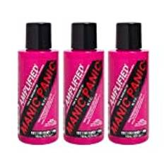 Manic Panic Cotton Candy Pink Amplified Creme, Vegan, Cruelty Free, Pink Semi Permanent Hair Dye 3 x 118ml