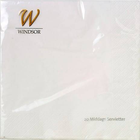 Windsor ensfarvede servietter 40x40 cm 20-pak - Hvid
