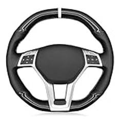 LSYSND Carbon Black Leather Car Rat Wheel Cover, För Mercedes-Benz A45 CLA45 C63 E63 CLS63 SLK55 SL 63 65 GLA45 AMG