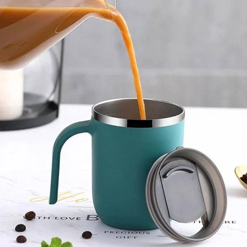 Mugg i rostfritt stål minimalistisk stil kaffekopp isolerad stor kapacitet mjölkbehållare värmeisolerad miljövänlig grön