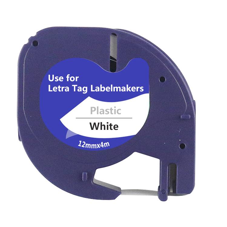 LT 91201 Plastic Tape 12mm*4m Compatible for Dymo Letratag Black on White Ribbon label tape for DYMO LetraTag 100T Printer