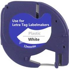 LT 91201 Plastic Tape 12mm*4m Compatible for Dymo Letratag Black on White Ribbon label tape for DYMO LetraTag 100T Printer