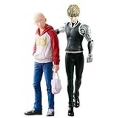 Lzrong 2 st one punch man genos och saitama figur modell skrivbordsdekorationer samlarobjekt present för animefans 18 cm