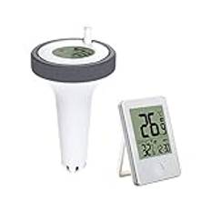 Trådlös flytande pooltermometer, med utomhus-LCD-temperatur, lättläst digital skärm, för pooler, akvarium, isbad, bubbelpool, spa, fiskdamm