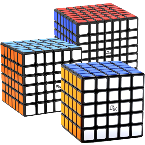 YJ MGC 5x5, 6x6, 7x7 Magnetic Bundle Black - 3 Magic Cubes - Rubiks Kub