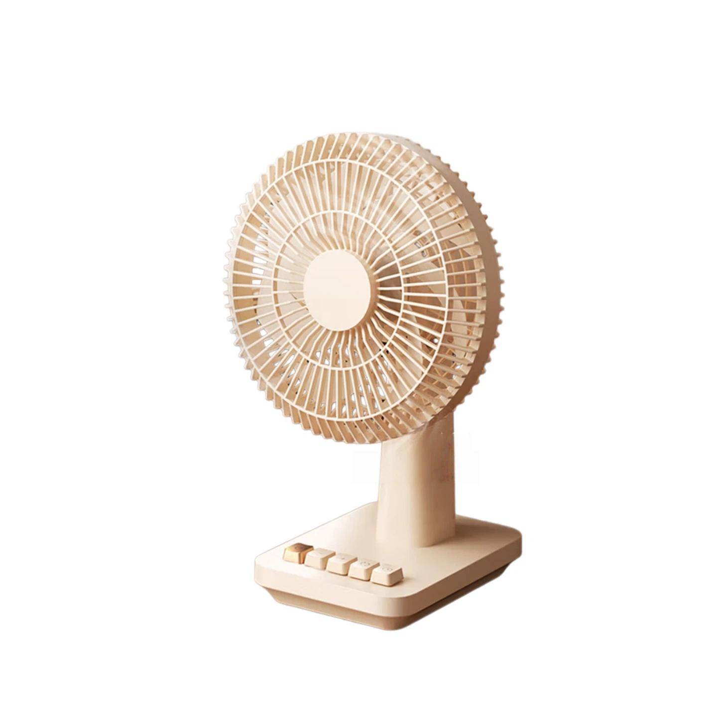 MOMAX Skrivbordsfläkt, Elektrisk fläkt, Retro USB-bordsfläkt, Liten hemfläkt, Tyst fläkt för kök, studentrum, sovrum, kontor beige