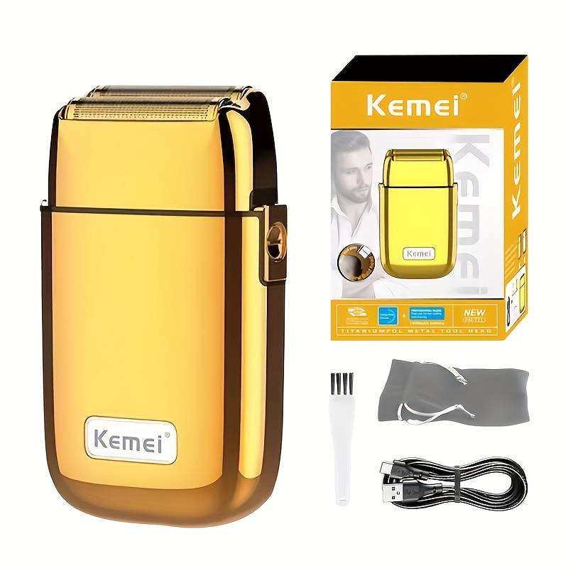 Kemei Km-tx1 Rechargeable Double Blade Men's Electric Shaver Razor High-end Metal Usb Charging Gift Box Razor