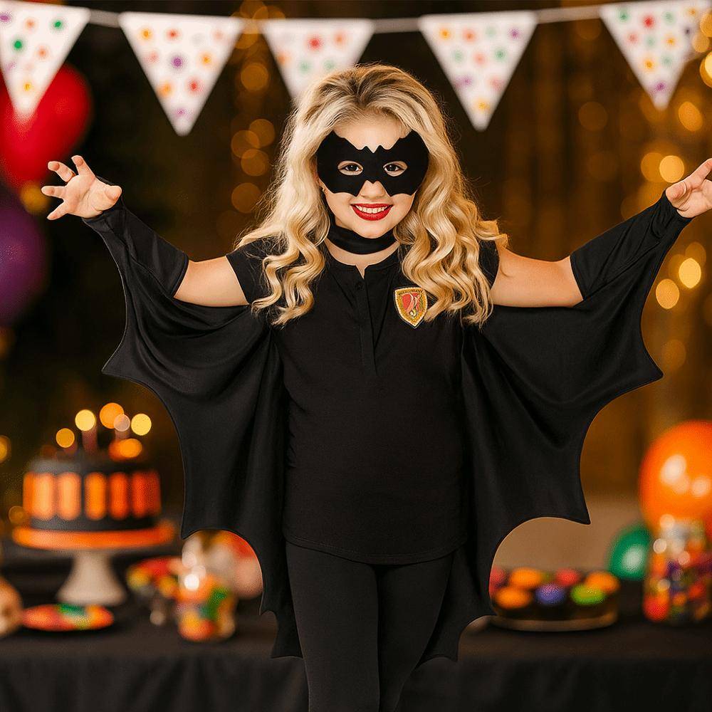 Svart Fladdermusvinge Klädnad Ögonmask Fladdermus Cosplay Kostym Rolig Halloween Fladdermuskappa Set Scenkostym cm black