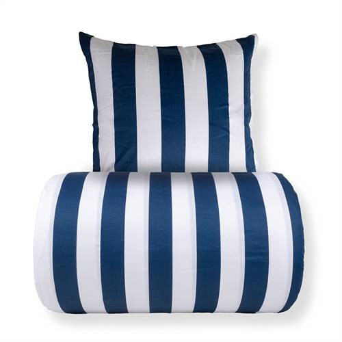 Sengetøj - 100% bomuldssatin - Nordic Stripe - Brede blå striber.