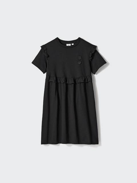 Uniqlo - Frill Dress (short Sleeve) - Black - 13 Years (160cm)