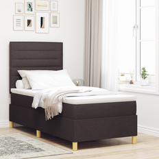 vidaXL Bäddmadrass med sängram Mörkbrun 100x200 cm Tyg