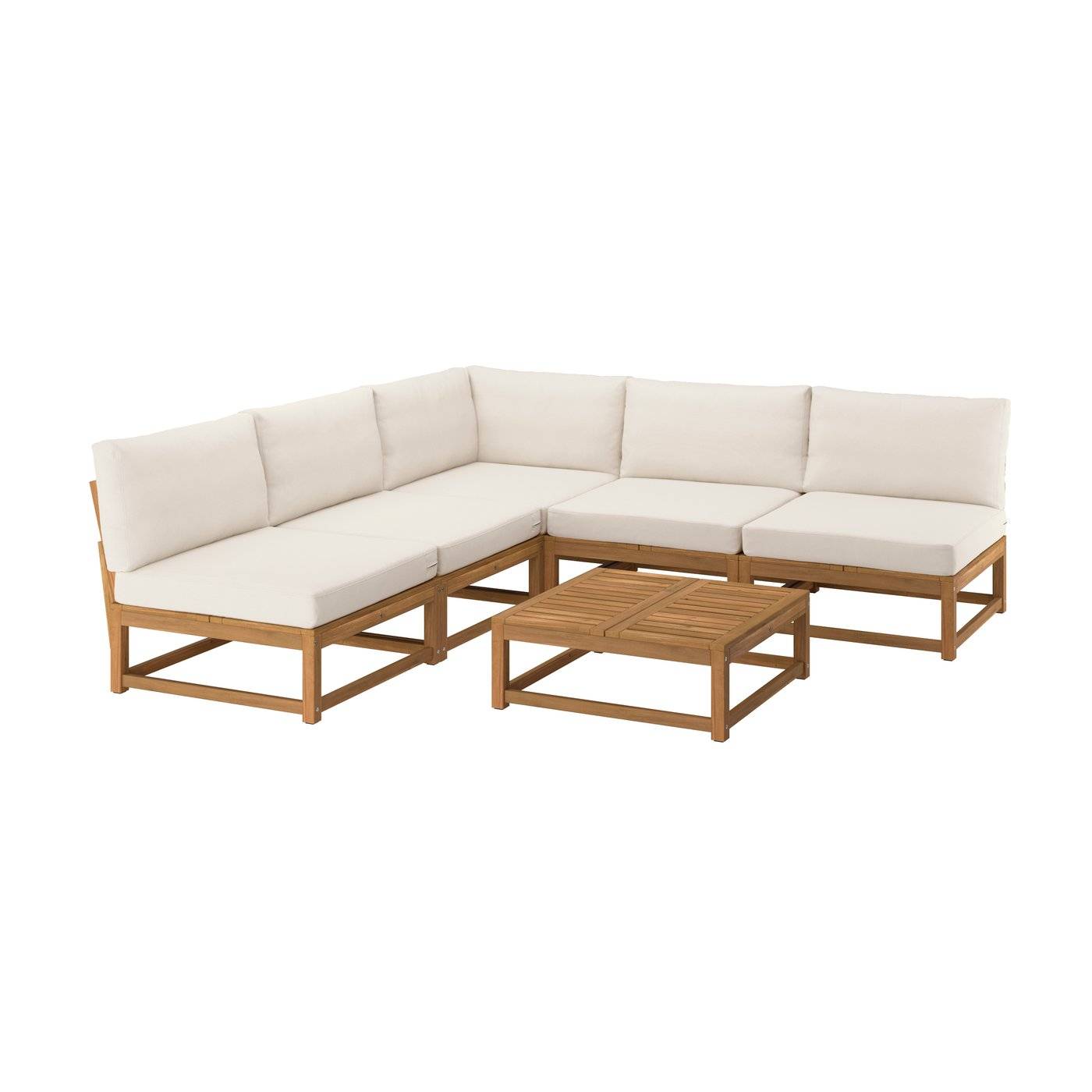 NÄMMARÖ 4-sits möbelgrupp, utomhus, utomhus ljusbrunlaserad/Frösön/Duvholmen beige, 254 cm