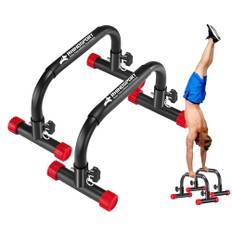 RHINOSPORT Parallettes Bars Dip Calisthenics Push Up Bars 10.2 in High 300Kg/661lbs Gewichtskapazität Krafttraining Home Gym Workouts Calisthenics Ausrüstung [19.6x10.2x10.2 in] BLACK (Rot)