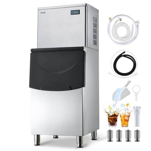 VEVOR Commercial Ice Maker Machine, 204KG/24H Ice-Making Machine with 113KG Stainless Steel Storage Bin, Auto Self-Cleaning Ice Maker with Touchscreen for Bar Cafe Restaurant Business Commercial