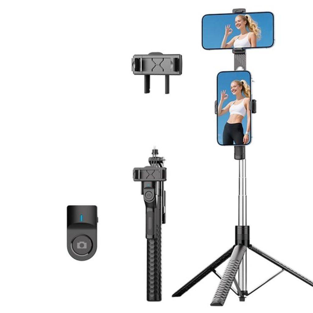 K50 Bluetooth-stativ / selfiestang, 190 cm – sort