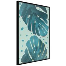 Inramad Poster / Tavla - Pastel Monstera Leaves - 30x45 Svart ram