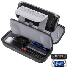 JSAUX Tasche Kompatibel mit Steam Deck & ROG Ally X, Schützende Harte Tragetasche Hülle Case Eingebaute Netzteil Ladegerät Speicher, Tragbare Reise Tragetasche für Steam Deck OLED/ROG Ally/PS5 Portal