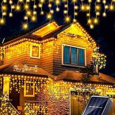 1 st solcells jullampor med istapp utomhus - 8 lägen gardinljusslingor för jul, Thanksgiving-dekoration - uteplatsbelysning istappgardinljusslingor fö - Multifärgad (4m/13.12ft-72 lampor)