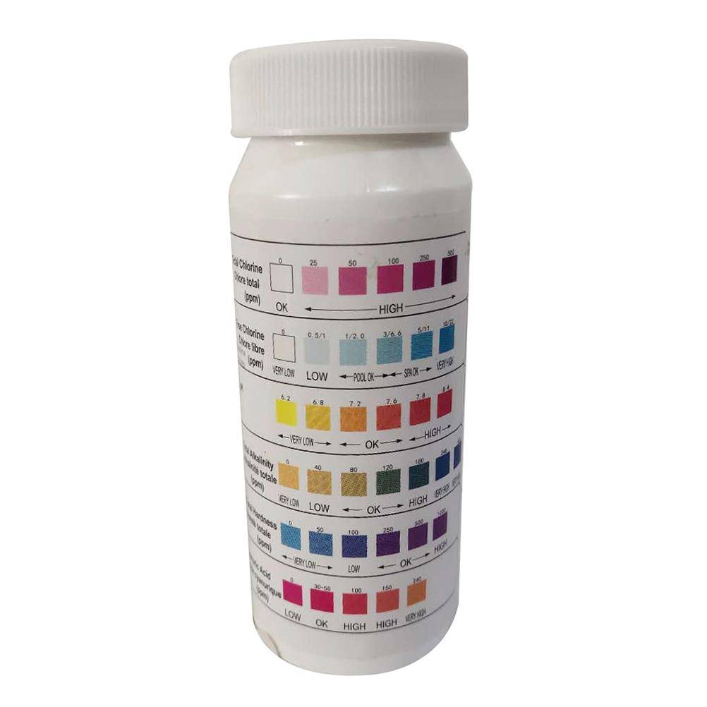 6-i-1 Simbassäng pH Klor Spa Brom Syra Teststicka Cyanursyra Alkalinitet