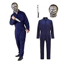 Aniepaa Halloween kostymer för män, Michael Myers Michael Myers kostym och fuskkniv Halloween och Michael Myers mask för vuxna halloween karneval cosplay (XL)