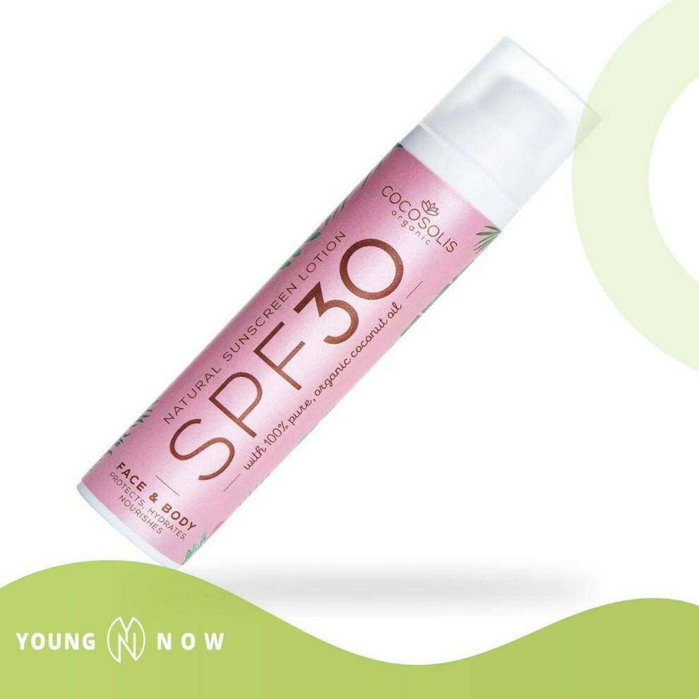 COCOSOLIS Naturlig Solkräm Lotion SPF 30 | Effektivt UVA och UVB skydd | Närande & Fuktad Hud | För Ansikte & Kropp | Mineral Solblocker