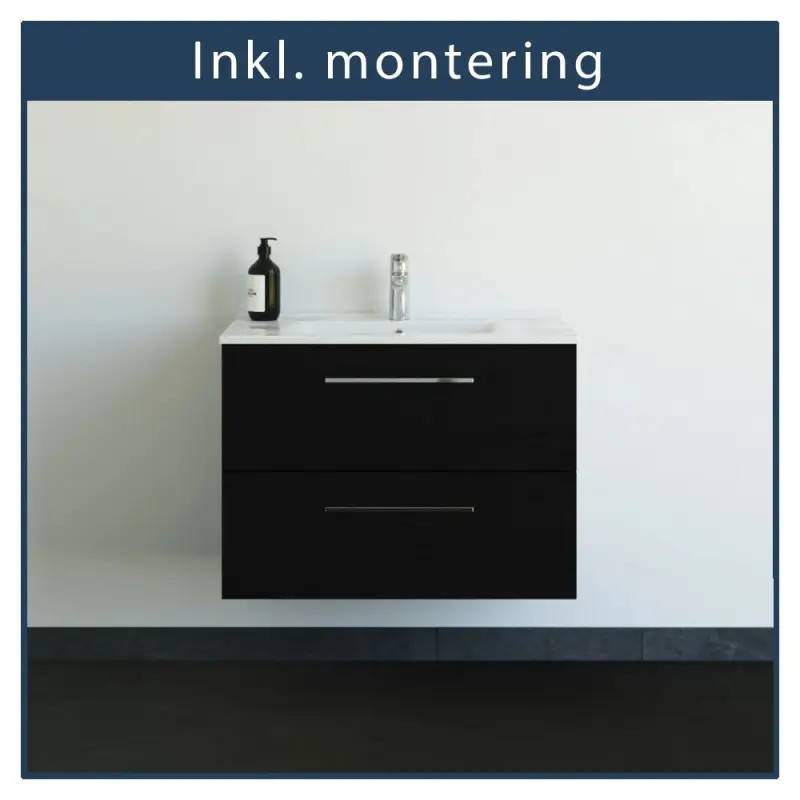 Inkl. montering, Danani Mido+ baderumsmøbel, 81 cm - Sort